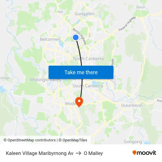 Kaleen Village Maribyrnong Av to O Malley map