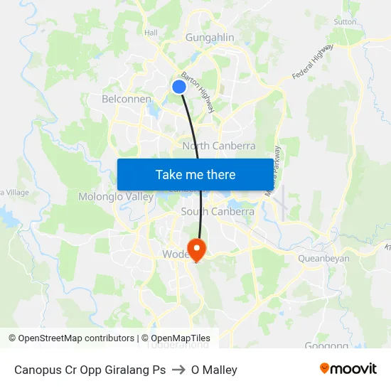 Canopus Cr Opp Giralang Ps to O Malley map
