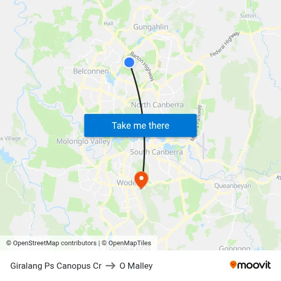 Giralang Ps Canopus Cr to O Malley map