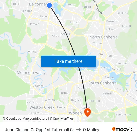 John Cleland Cr Opp 1st Tattersall Cr to O Malley map