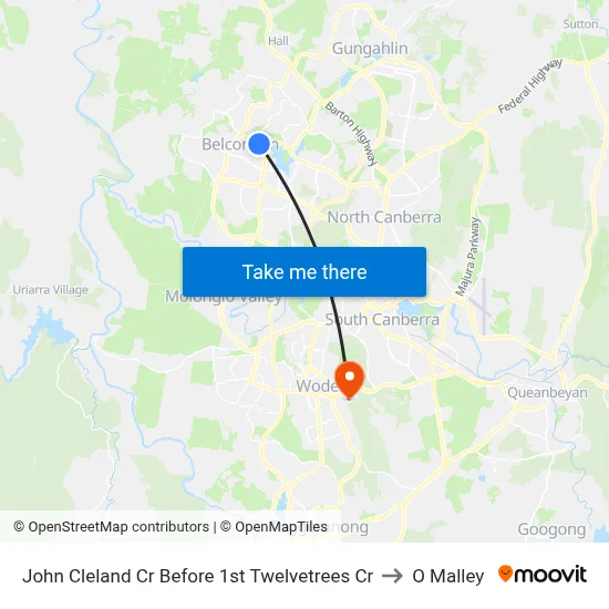 John Cleland Cr Before 1st Twelvetrees Cr to O Malley map
