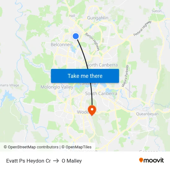 Evatt Ps Heydon Cr to O Malley map
