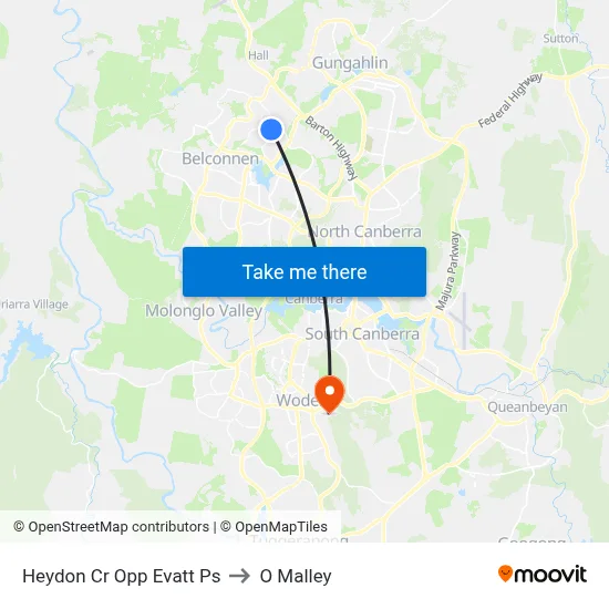 Heydon Cr Opp Evatt Ps to O Malley map
