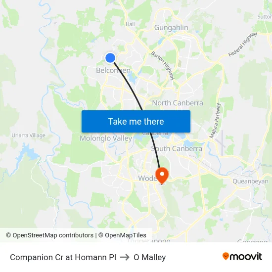 Companion Cr at Homann Pl to O Malley map