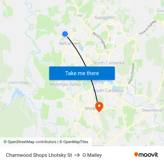 Charnwood Shops Lhotsky St to O Malley map