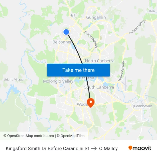 Kingsford Smith Dr Before Carandini St to O Malley map