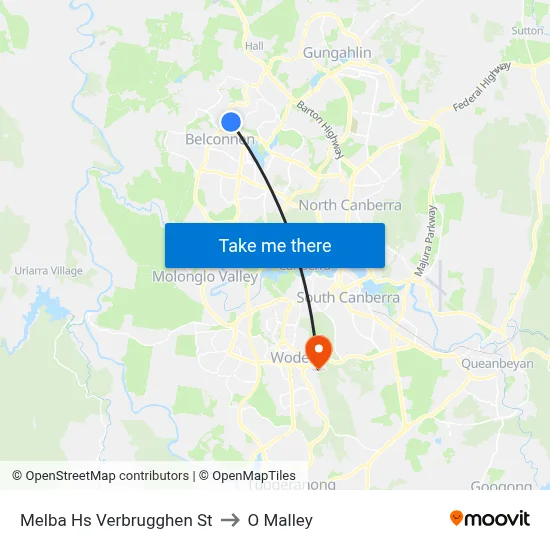Melba Hs Verbrugghen St to O Malley map