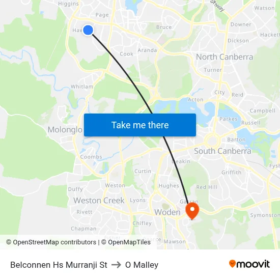 Belconnen Hs Murranji St to O Malley map