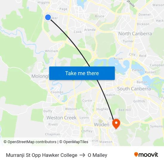 Murranji St Opp Hawker College to O Malley map