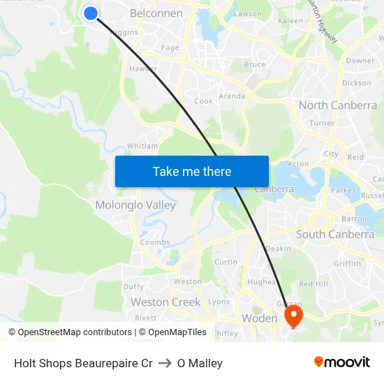 Holt Shops Beaurepaire Cr to O Malley map