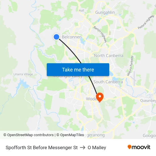 Spofforth St Before Messenger St to O Malley map