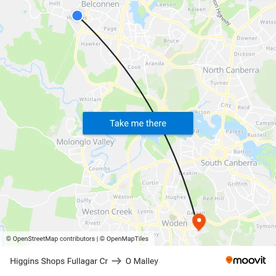 Higgins Shops Fullagar Cr to O Malley map