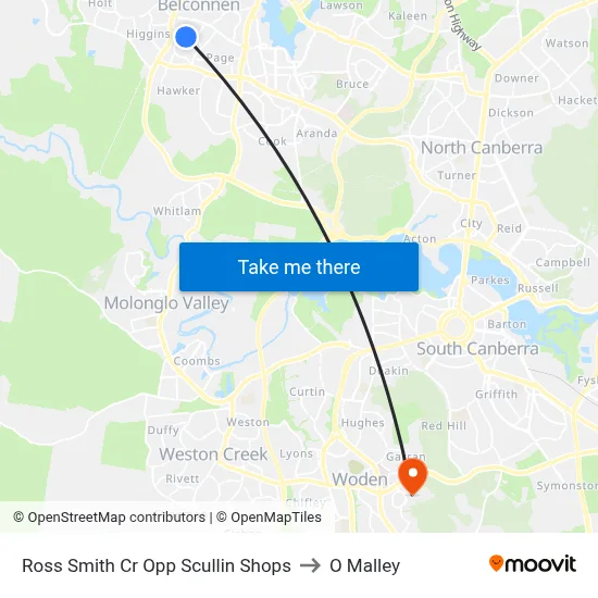 Ross Smith Cr Opp Scullin Shops to O Malley map