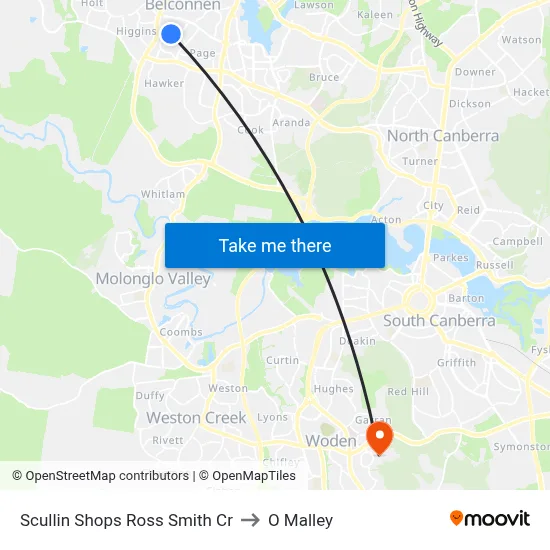 Scullin Shops Ross Smith Cr to O Malley map