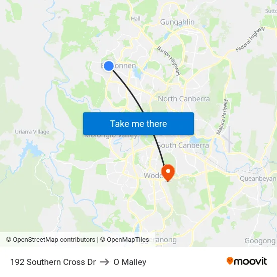 192 Southern Cross Dr to O Malley map