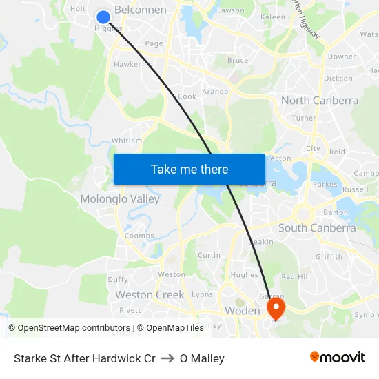 Starke St After Hardwick Cr to O Malley map