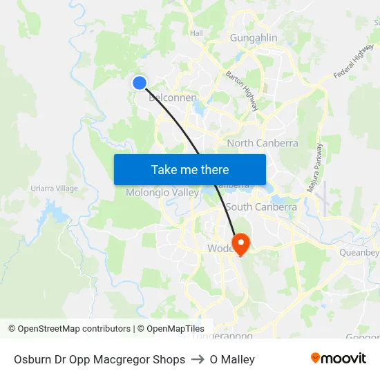 Osburn Dr Opp Macgregor Shops to O Malley map