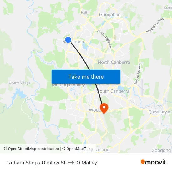 Latham Shops Onslow St to O Malley map