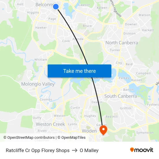 Ratcliffe Cr Opp Florey Shops to O Malley map