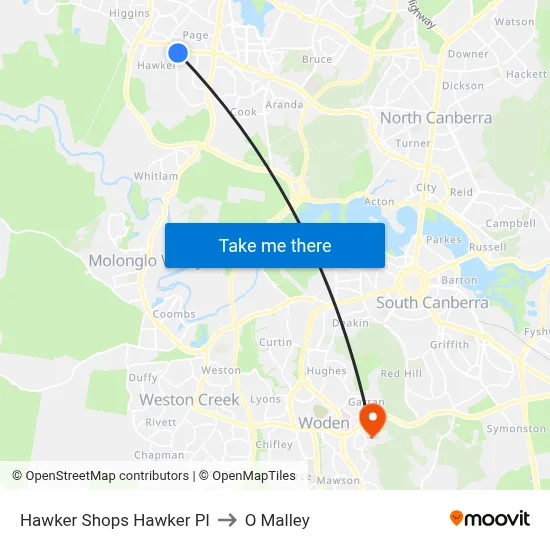 Hawker Shops Hawker Pl to O Malley map