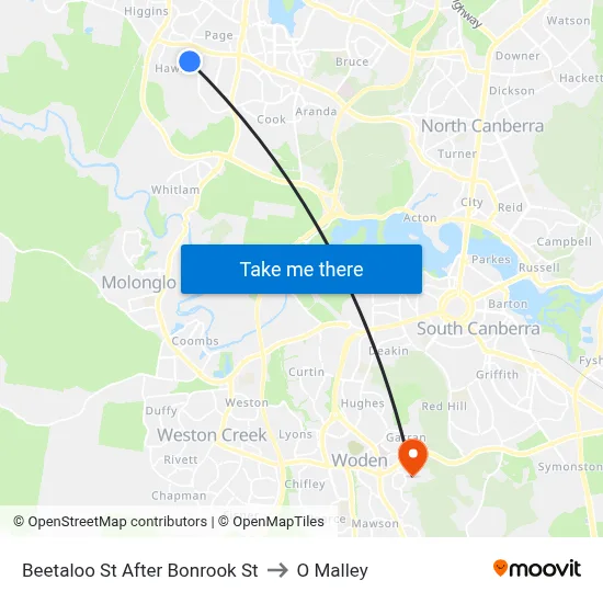 Beetaloo St After Bonrook St to O Malley map