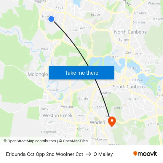 Erldunda Cct Opp 2nd Woolner Cct to O Malley map