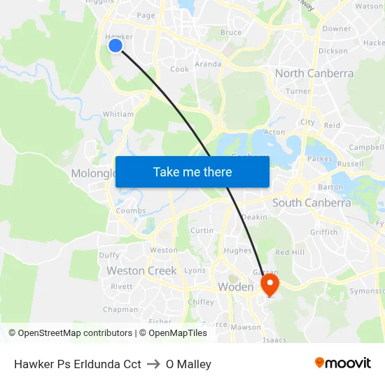 Hawker Ps Erldunda Cct to O Malley map