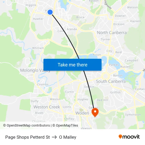 Page Shops Petterd St to O Malley map