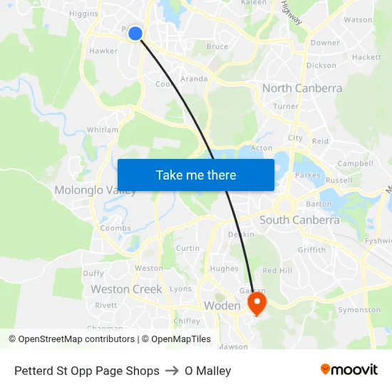 Petterd St Opp Page Shops to O Malley map