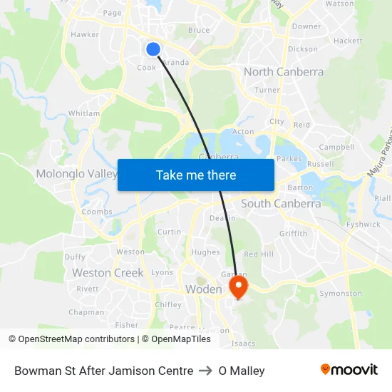 Bowman St After Jamison Centre to O Malley map