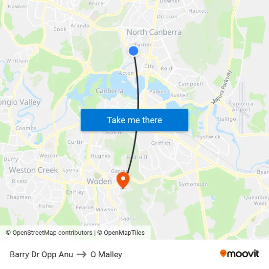 Barry Dr Opp Anu to O Malley map