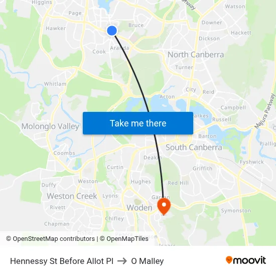 Hennessy St Before Allot Pl to O Malley map