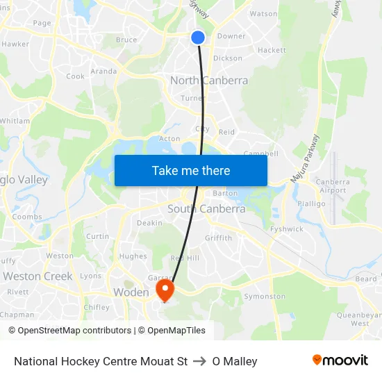 National Hockey Centre Mouat St to O Malley map