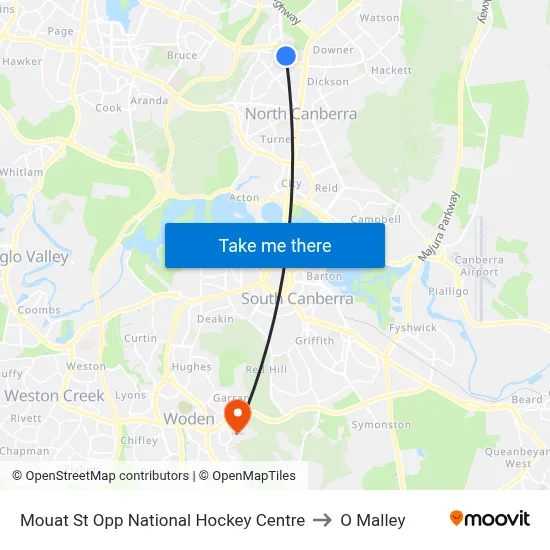 Mouat St Opp National Hockey Centre to O Malley map