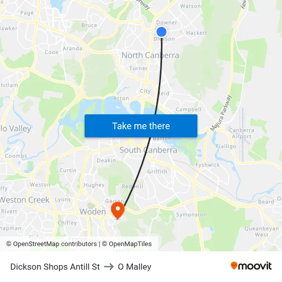 Dickson Shops Antill St to O Malley map
