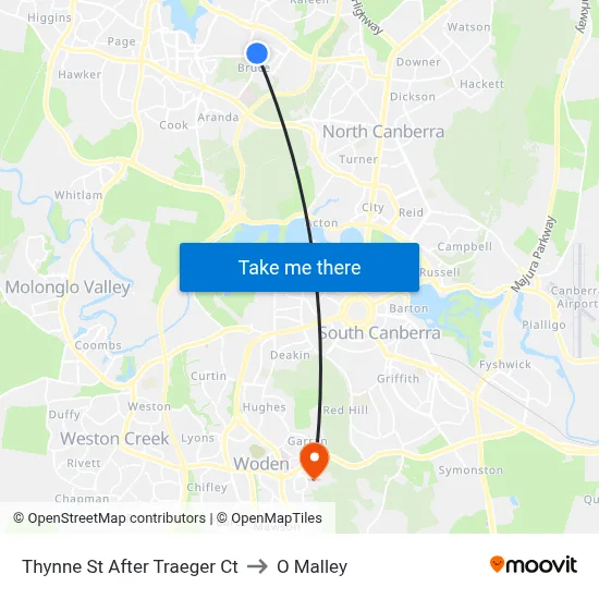 Thynne St After Traeger Ct to O Malley map