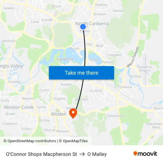 O'Connor Shops Macpherson St to O Malley map