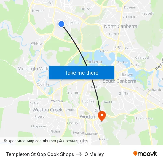 Templeton St Opp Cook Shops to O Malley map