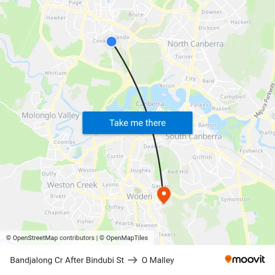 Bandjalong Cr After Bindubi St to O Malley map