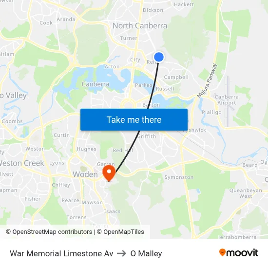 War Memorial Limestone Av to O Malley map