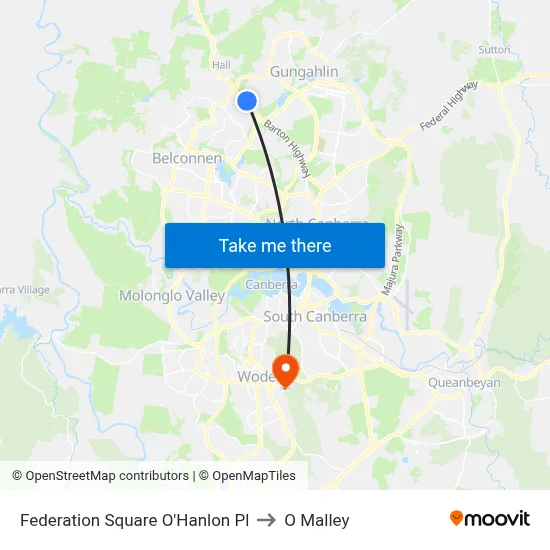 Federation Square O'Hanlon Pl to O Malley map
