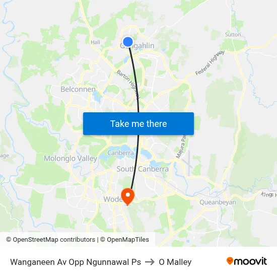 Wanganeen Av Opp Ngunnawal Ps to O Malley map