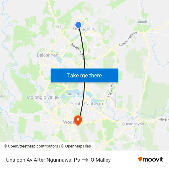 Unaipon Av After Ngunnawal Ps to O Malley map