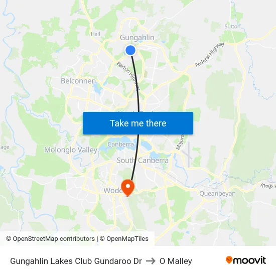 Gungahlin Lakes Club Gundaroo Dr to O Malley map