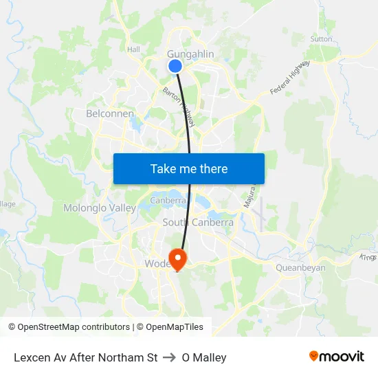 Lexcen Av After Northam St to O Malley map