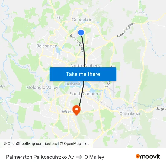 Palmerston Ps Koscuiszko Av to O Malley map