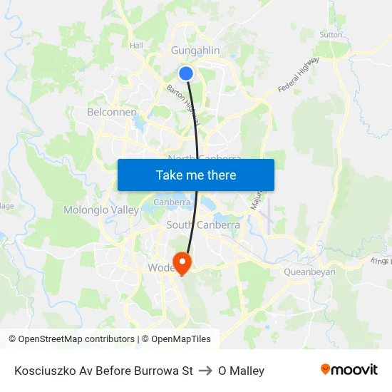 Kosciuszko Av Before Burrowa St to O Malley map