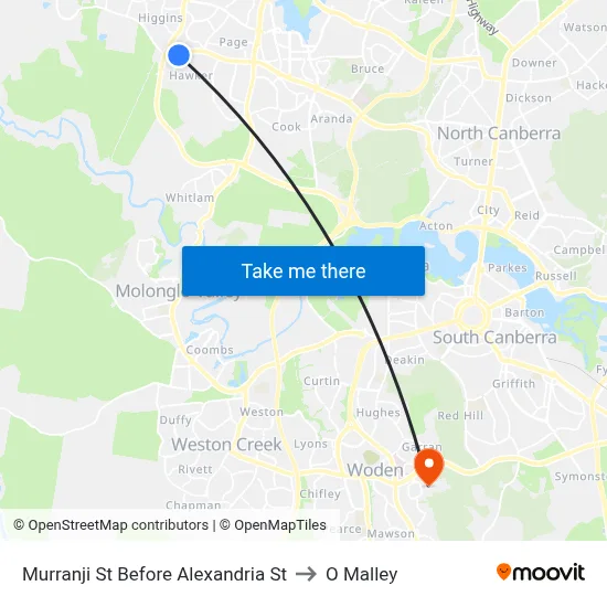 Murranji St Before Alexandria St to O Malley map