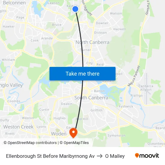 Ellenborough St Before Maribyrnong Av to O Malley map