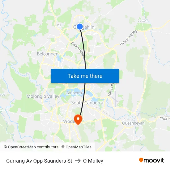 Gurrang Av Opp Saunders St to O Malley map